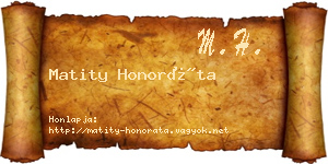 Matity Honoráta névjegykártya